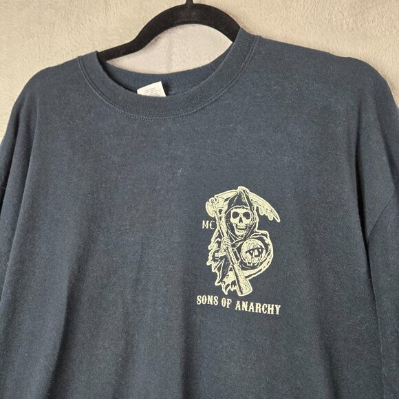 Sons of Anarchy XL Men's Long Sleeve tshirt Crew Neck Gilden Motorcycle Skull - Picture 4 of 8